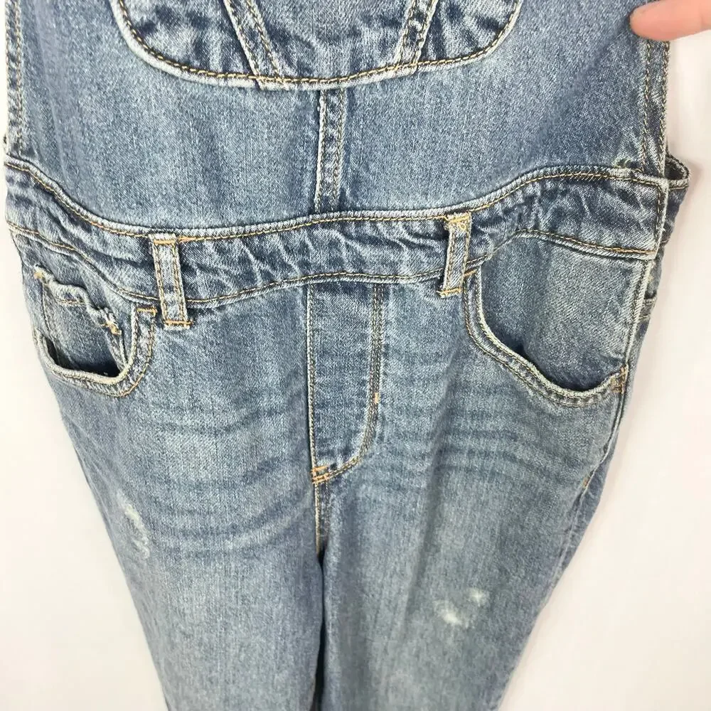 GAP Kids Distressed‎ Jean Overalls L Medium Indigo Denim